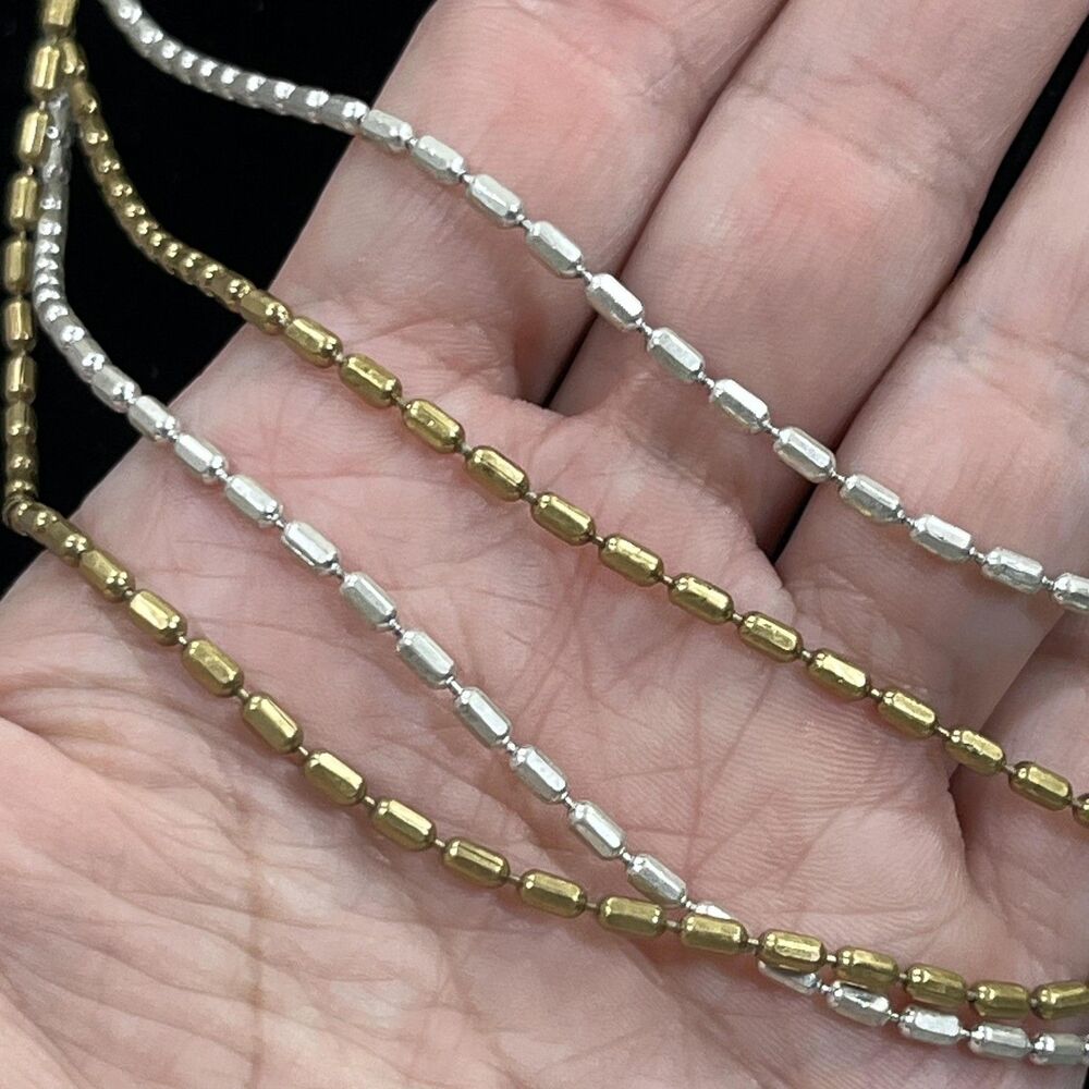 Stella Dot Necklace Earrings Set Beaded Gold Silver Tone Women Jewelry Signed - Picture 3 of 10